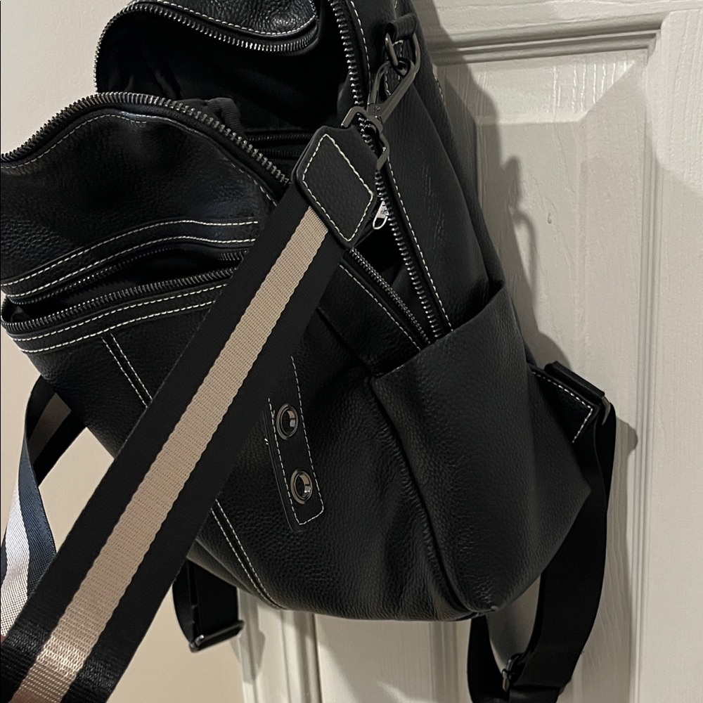 Black Leather Backpack Purse - Picture 4 of 5